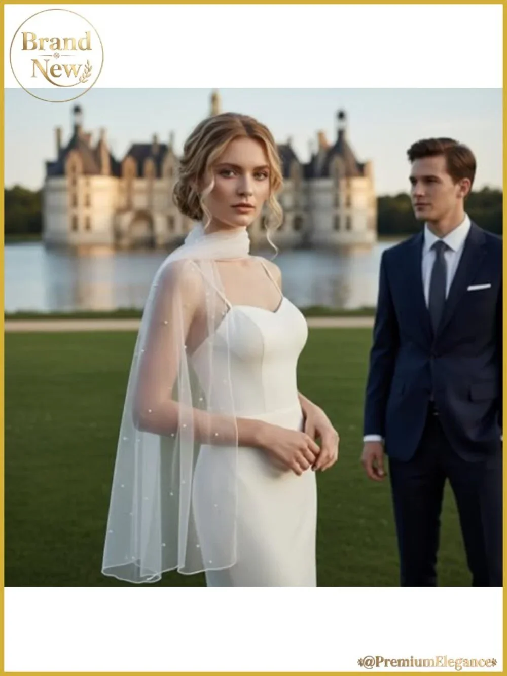Pearl Bridal Shawl Tulle Wrap for Evening Dress